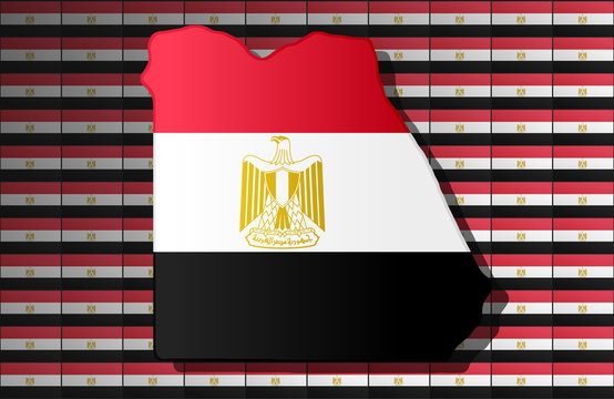Graphic illustration of an Egyptian flag with a contour of its borders