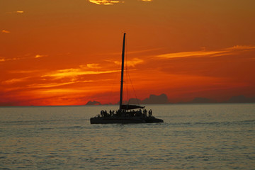 Enjoying sunset while sailing on the gulf coast of Florida near Naples