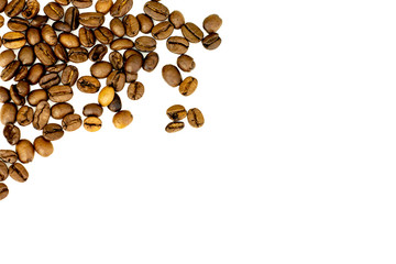 Coffee beans on the white background