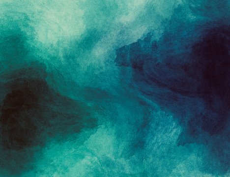 Abstract watercolor paint background by teal color blue and green with liquid fluid texture for background, banner © korkeng