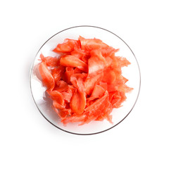 Pickled ginger on white background, isolated