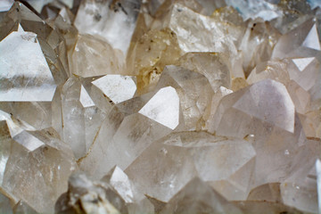 Huge crystal of colorless gemstone quarts, geology mineral background