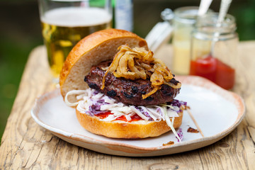 Beef burger with salad