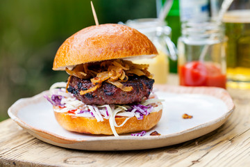 Beef burger with salad