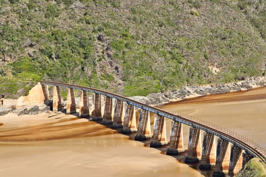 Kaaimans River Railway Bridge, Wilderness, South Africa. This is a popular tourist attraction on the Garden Route. 
