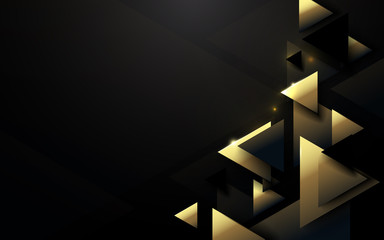 Abstract polygonal pattern luxury black and gold background
