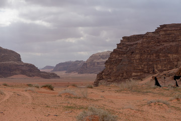 Wadi Rum, Jordanian desert landscape.