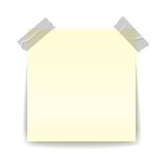 Paper reminder. Scotch tapes transparent strip piece stick sellotape on yellow important sheet realistic illustration