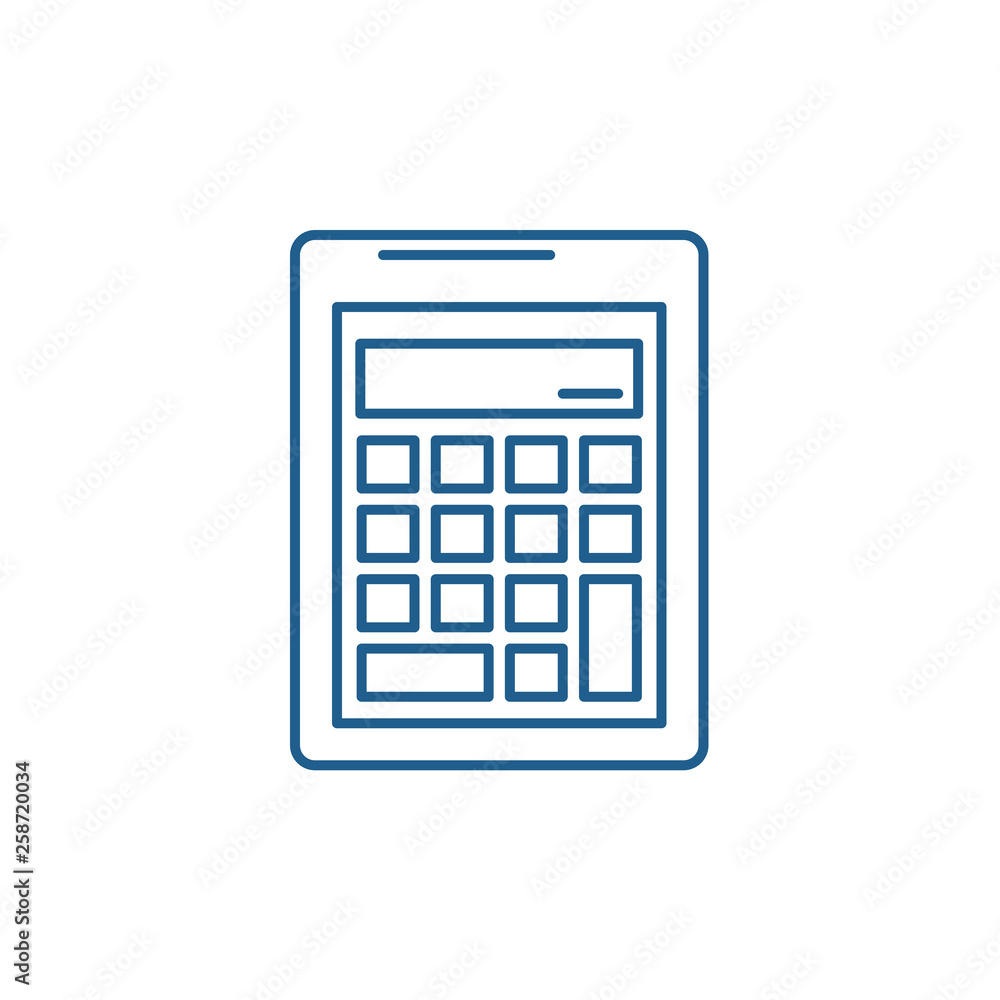 Poster business calculation line concept icon. business calculation flat vector website sign, outline symbo