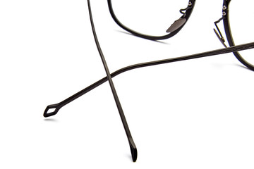 Black frame flat glasses white background