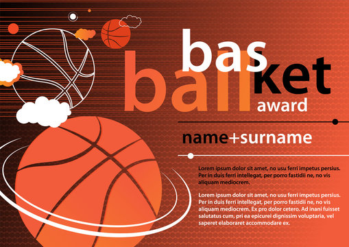 Basketball Template Design of Certificate and Diploma. Vector Illustration.