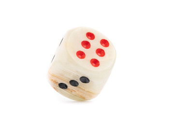 marble dice on white background