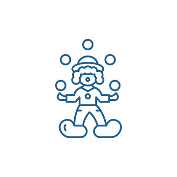 recommend clip art: Clown juggler line concept icon. Clown juggler flat  vector website sign, outline symbol, illustration.