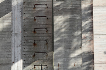 Abandoned old concrete bars of an old ski jumping structure 