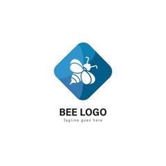 Bee logo template design. Bee logo with modern frame vector design
