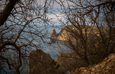 Landscape with a view of Fiolent cape near the St.George monastery in the Crimea 