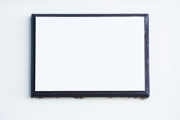 Blank white black frame picture on wall for banner and text