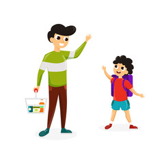 Man with son shopping