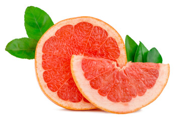 Fresh grapefruit slices, isolated on white background