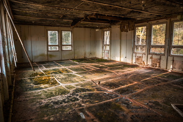 Devastated room in an abandoned building, urbex location