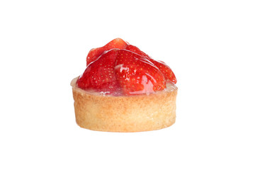 isolated closeup glazed strawberry tart