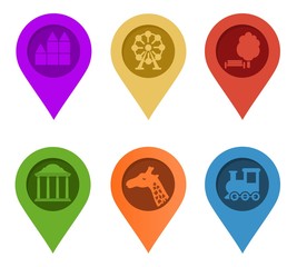 Map Pin. Set of bright map pointers on white background. Vector illustration. Gps symbol marker sign
