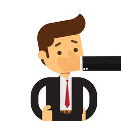 Business man hit shut up concept