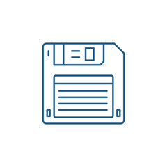 Diskette line concept icon. Diskette flat  vector website sign, outline symbol, illustration.