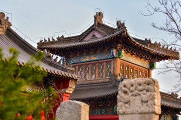 Fototapeta premium Close-up of Ancient Chinese Architectural Temples