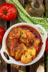 Traditional Georgian dish of stewed chicken in tomato sauce Chakhokhbili