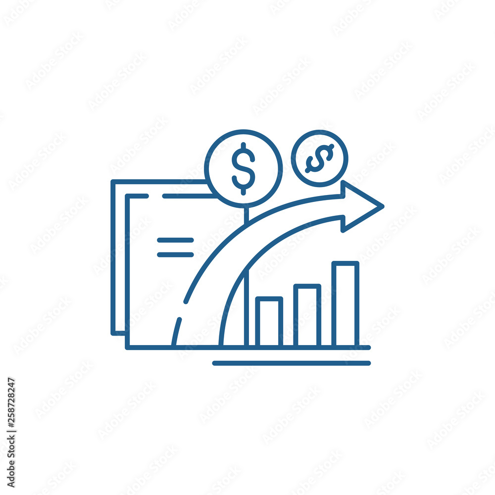 Aufkleber dynamics of financial growth line concept icon. dynamics of financial growth flat vector website sig
