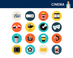 cinema consept flat icons.