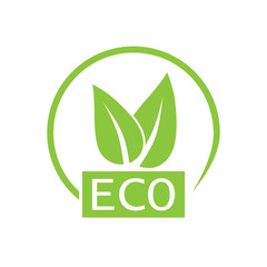 Green leaf, Eco icon. Vector illustration, flat design.