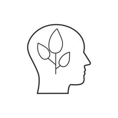 Head, eco thinking icon. Vector illustration, flat design.