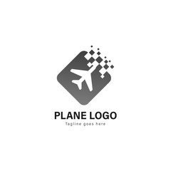 Plane logo template design. Plane logo with modern frame vector design