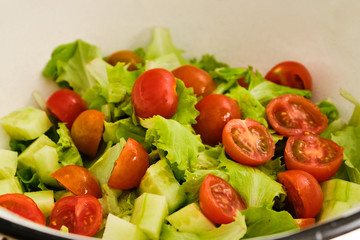 Salad with cherry tomatoes and cucumber
