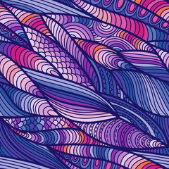 Vector seamless abstract hand-drawn pattern, waves background. Handdrawn ornament lace backdrop. Can be used for wallpaper, pattern fills, web page background,surface textures etc