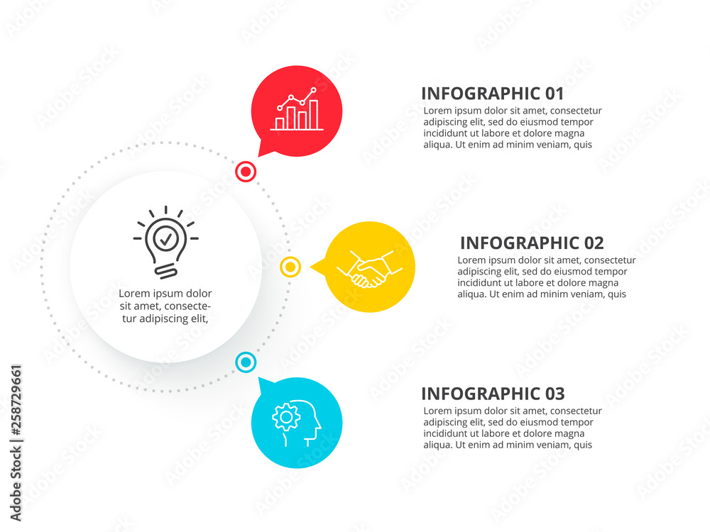 Poster circle infographic with 3 options. structure chart.