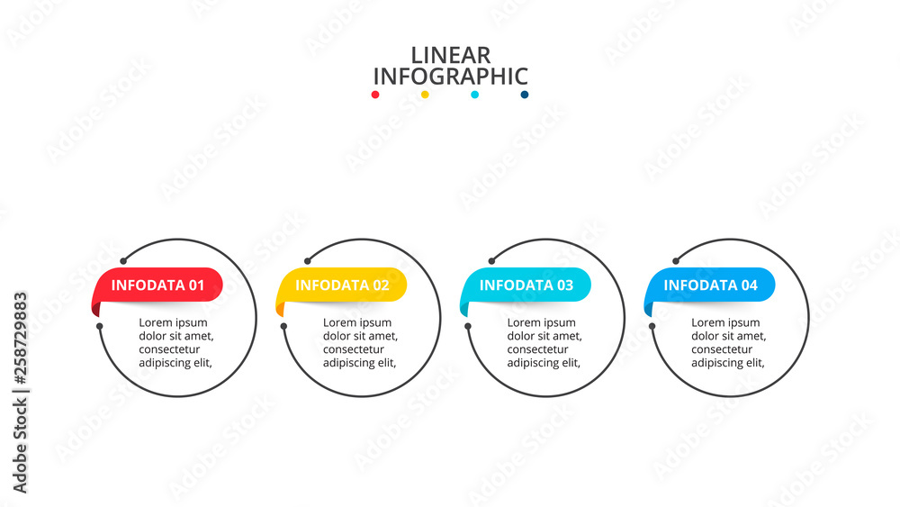 Poster Vector thin lines with color stripes. Infographic design templates with 4 options.