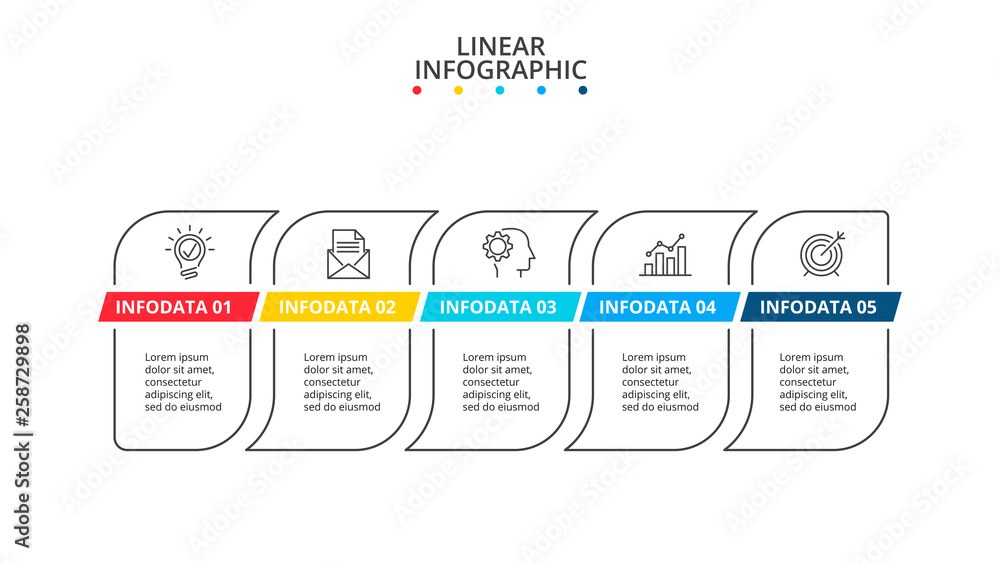 Poster Vector thin lines with color stripes. Infographic design templates with 5 options