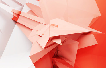 3d  red white chaotic polygonal structure
