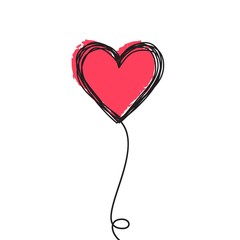 Tangled scribbled heart on a string air baloon or flower like