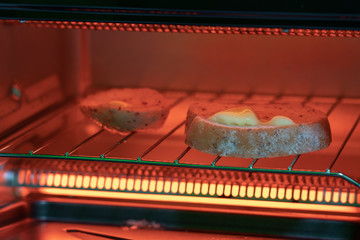 Toast, Whole wheat bread and Butter in the Electric micro oven.