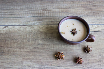 Indian black tea. Masala tea. Cinnamon and spices