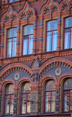 Fragment of the architectural facade of the building on Kolokolnaya street in St. Petersburg