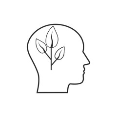 Head, eco thinking icon. Vector illustration, flat design.