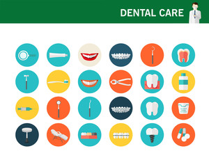 Dental care concept flat icons.
