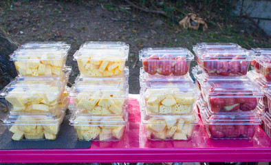 Fruit in plastic packaging