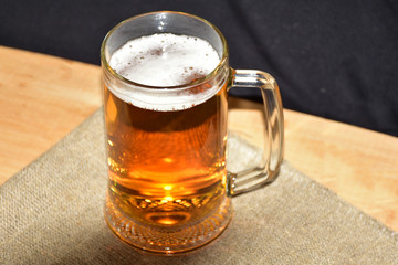 a glass of light beer