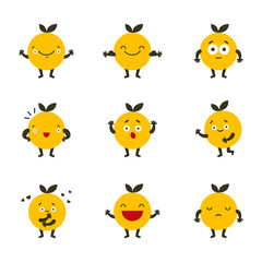 Emoji Colored Flat Icons Set. Sad and happy mood icons. Character set